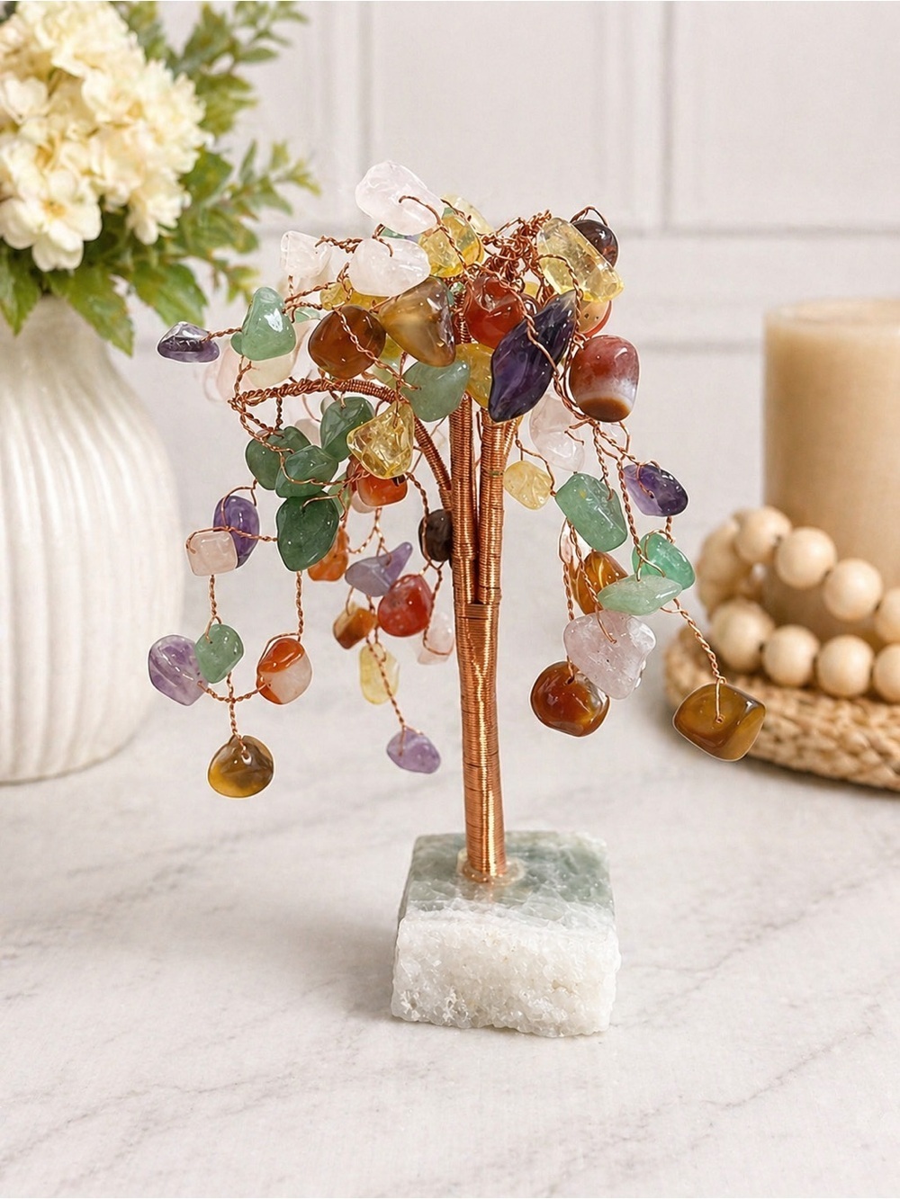 NEW-Gemstone Tree of Life Crystal Bonsai- Healing Stone Decor